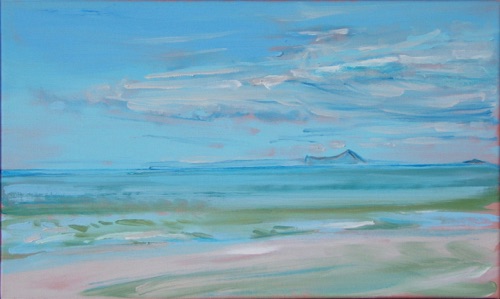Makapuu from Waimanalo Beach, 12" x 20", oil on linen, 2006, WCC collection.